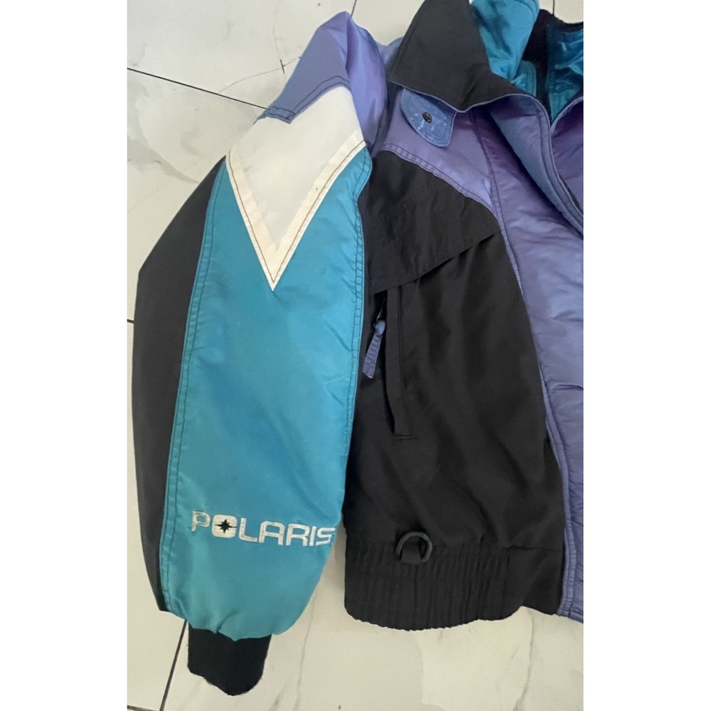 Polaris Snowmobile Jacket Insulated Purple Black Women XL Winter Coat USA 90's - Picture 7 of 16
